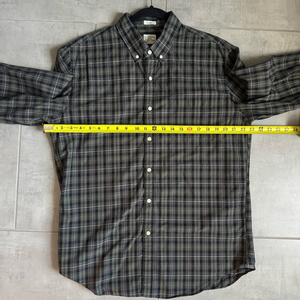 J.Crew Classic Fit Green/Black Plaid Button Down Shirt Men’s Large - Picture 3 of 4